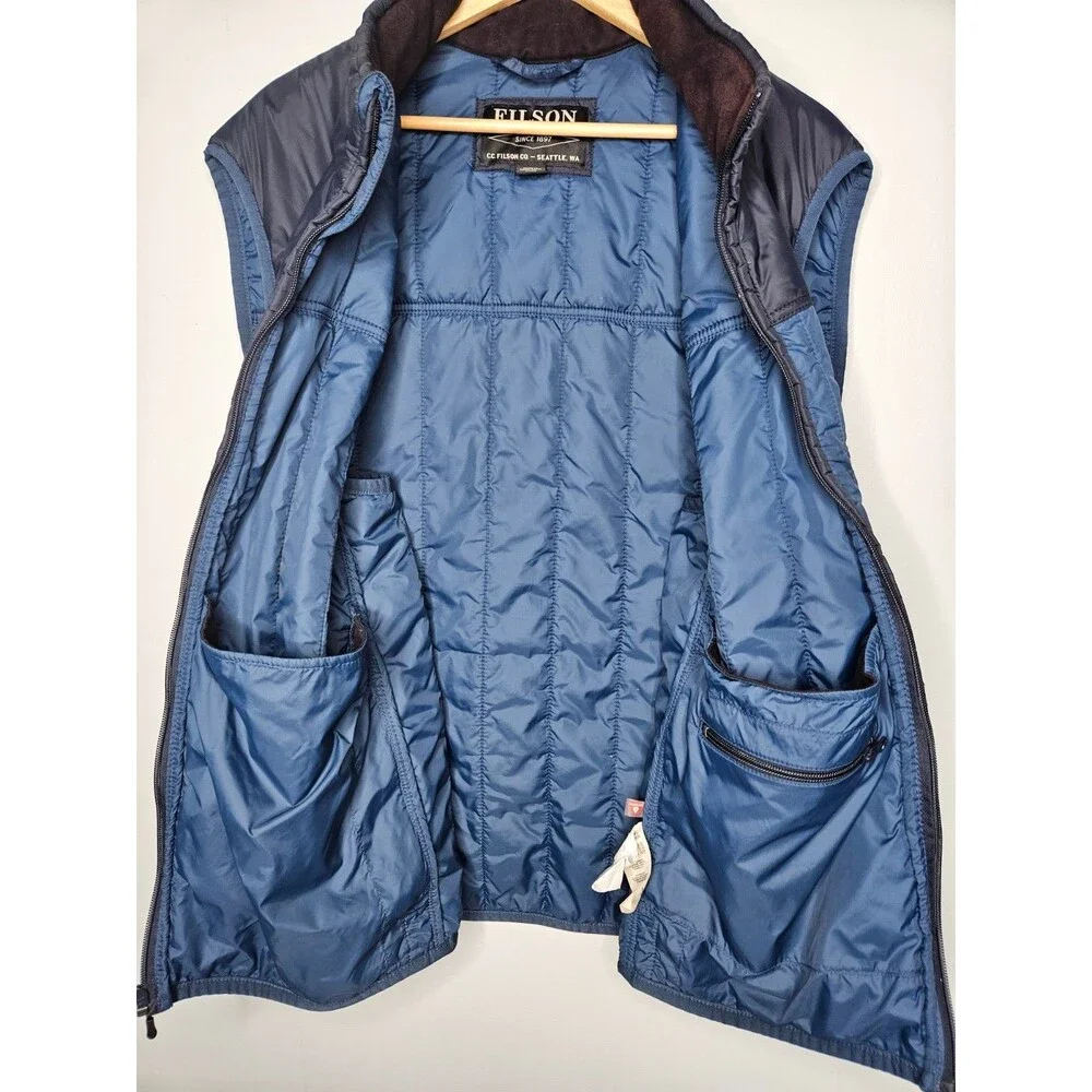C.C. FILSON Blue Wing Captain Vest Ultralight Puffer Mens Size 3XL Blue Black